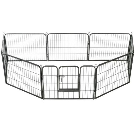 vidaXL Parc pour chiens 8 panneaux acier 60 x 80 cm noir