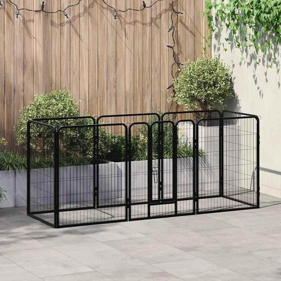 vidaXL Parc pour chiens 8 panneaux acier 80 x 100 cm noir
