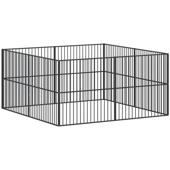 vidaXL Parc pour chiens 8 pcs. noir Acier galvanisé