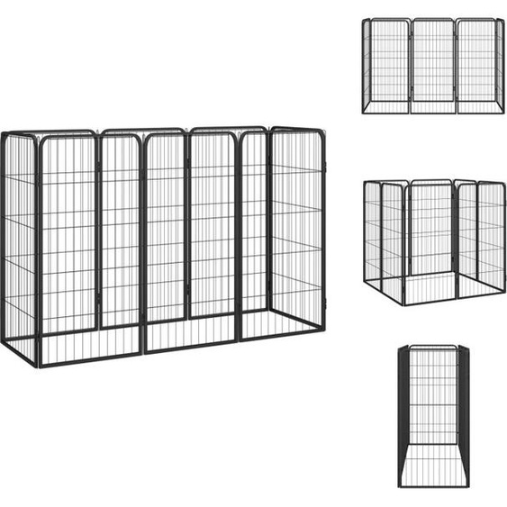 vidaXL Parc pour chiens 8 pièces noir 50x100 cm Acier laqué époxy - Chenils & parcs pour chiens