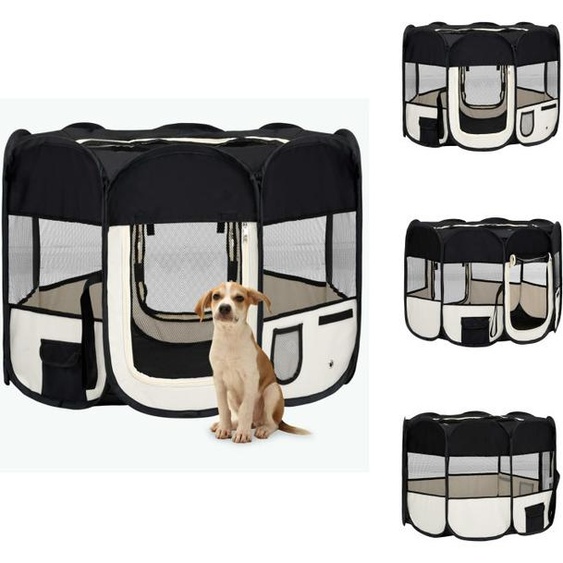 vidaXL Parc pour chiots pliable avec sac de transport noir 90x90x58 cm - Chenils & parcs pour chiens