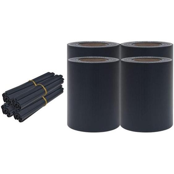 vidaXL Pare-vue de jardin 4 pcs. PVC 35x0,19 m Gris foncé mat