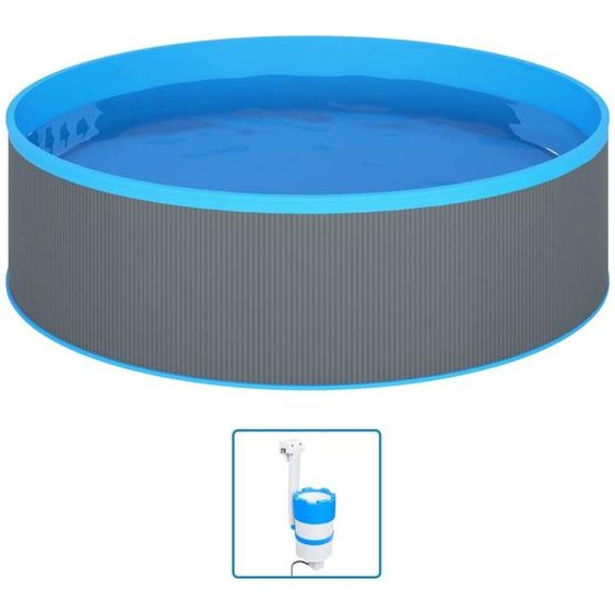 Piscine Rappin avec pompe de filtration en métal gris. Dimensions (L/H) 350x90 cm