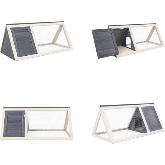 vidaXL Petit animal /Clapier Gris Bois - Clapier - Cages pour lapins - Cages pour animaux domestiques