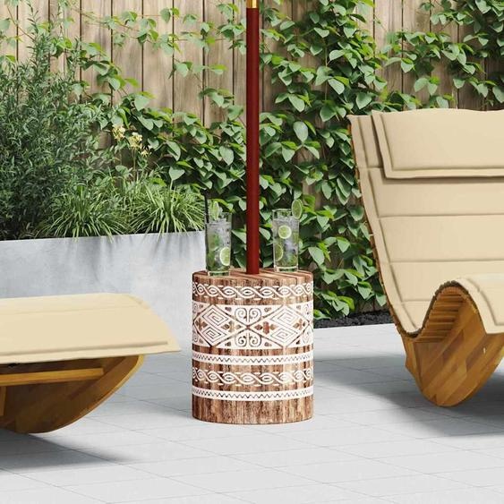 Support de parasol vidaXL, 23 kg, blanc, bois massif, cylindrique