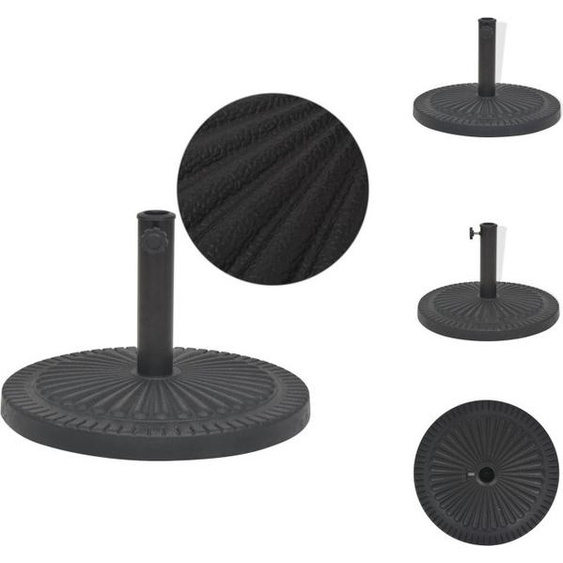 vidaXL Pied de parasol en résine, rond, noir, 29 kg - Pied de parasol