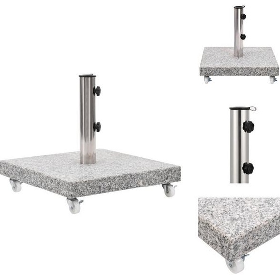 vidaXL Pied de parasol granit 30 kg carré gris - Pied de parasol