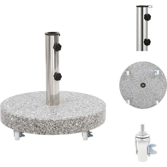 vidaXL Pied de parasol granit 30 kg rond gris - Pied de parasol