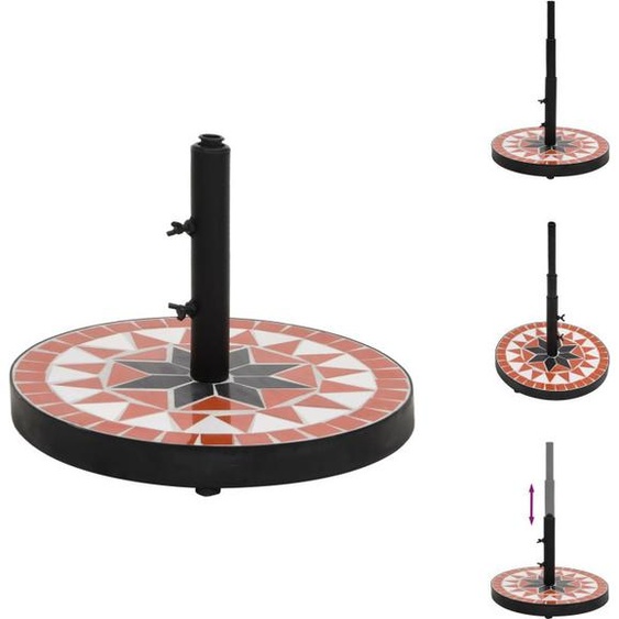 vidaXL Pied de parasol Terracota et Blanc Rond 12 kg - Pied de parasol