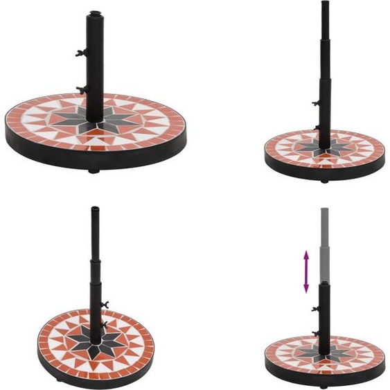 vidaXL Pied de parasol Terracota et Blanc Rond 12 kg - Pied de parasol - Pied de parasol - Pied de parasol - Poids parasol