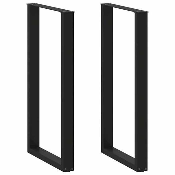 vidaXL Pieds de table basse forme de U 2 pcs noir 60x(110-111)cm acier, pied de table, pied de table en métal, pied de 4013248