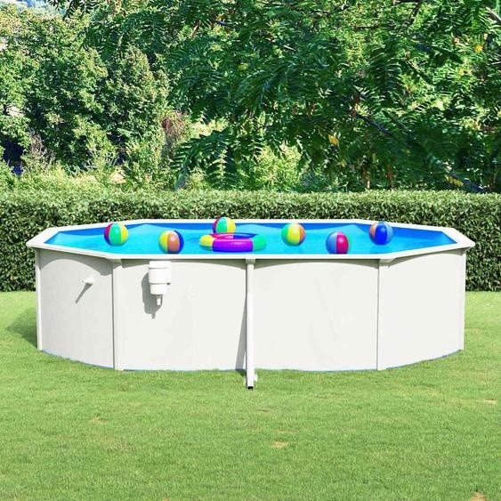 vidaXL Piscine avec paroi en acier Ovale 490x360x120 cm Blanc