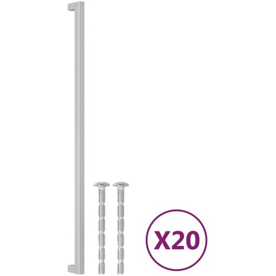 vidaXL Poignées de meubles 20 pcs. argent 480 mm acier inoxydable