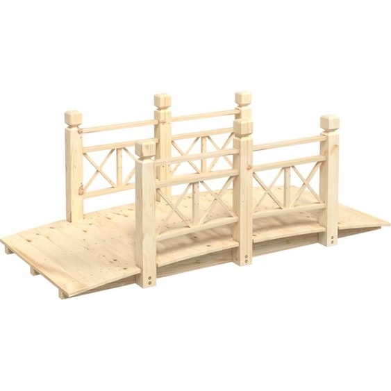 vidaXL Pont de jardin avec balustrade 150x67x56 cm bois massif épicéa