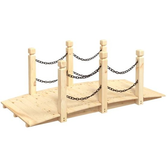 vidaXL Pont de jardin avec balustrade à chaîne 150x67x56 cm bois massif épicéa