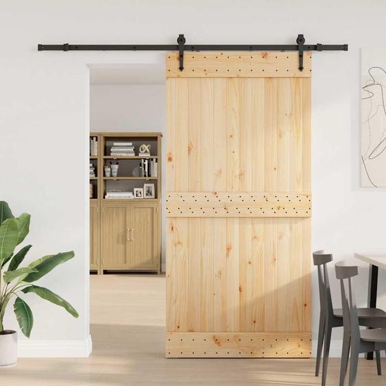 vidaXL Porte coulissante avec ferrure 100x210 cm Pin massif
