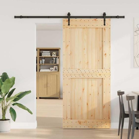 vidaXL Porte coulissante avec ferrure 100x210 cm Pin massif