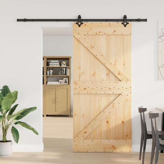 vidaXL Porte coulissante avec ferrure 100x210 cm Pin massif