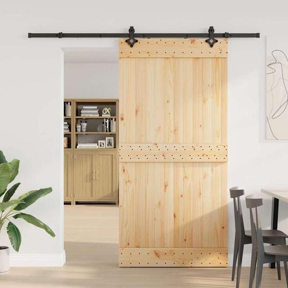 vidaXL Porte coulissante avec ferrure 100x210 cm Pin massif