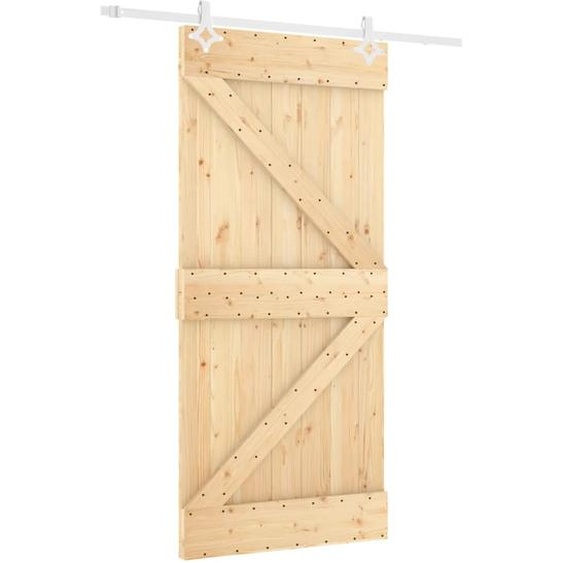 vidaXL Porte coulissante avec ferrure 100x210 cm Pin massif