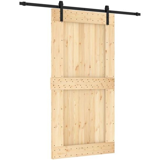 vidaXL Porte coulissante avec ferrure 100x210 cm Pin massif