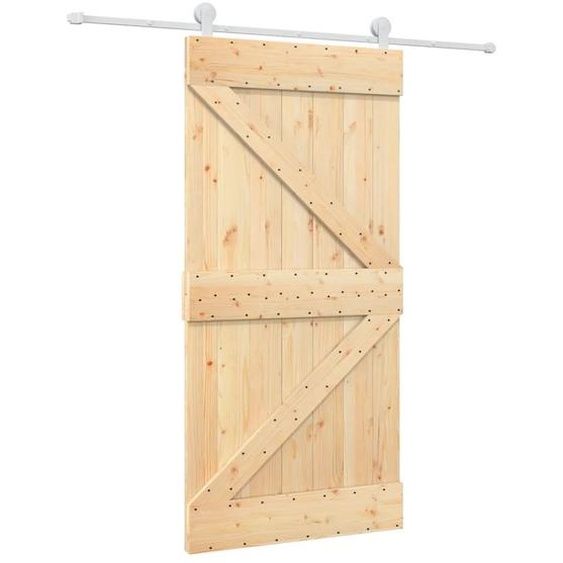 vidaXL Porte coulissante avec ferrure 100x210 cm Pin massif