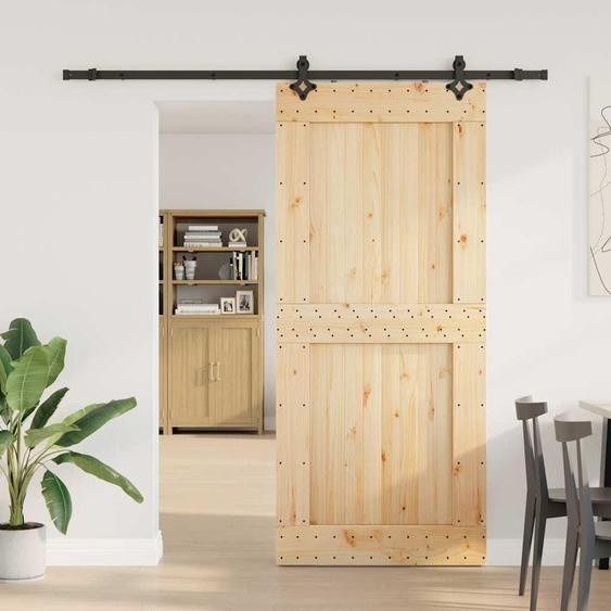vidaXL Porte coulissante avec ferrure 100x210 cm Pin massif