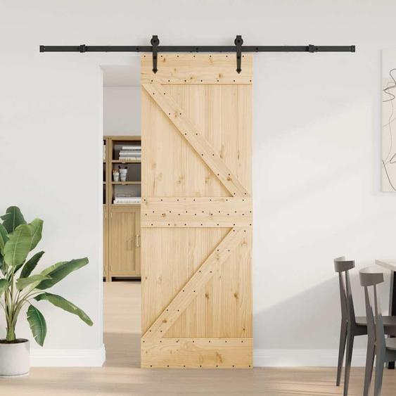 vidaXL Porte coulissante avec ferrure 70x210 cm Pin massif