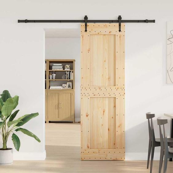 vidaXL Porte coulissante avec ferrure 70x210 cm Pin massif