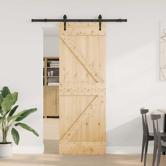 vidaXL Porte coulissante avec ferrure 70x210 cm Pin massif