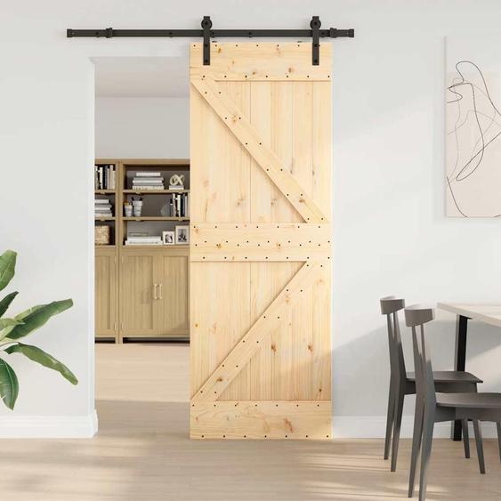 vidaXL Porte coulissante avec ferrure 70x210 cm Pin massif