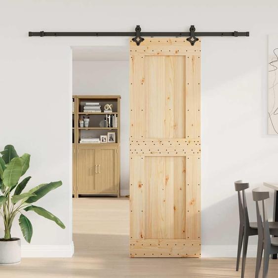 vidaXL Porte coulissante avec ferrure 70x210 cm Pin massif