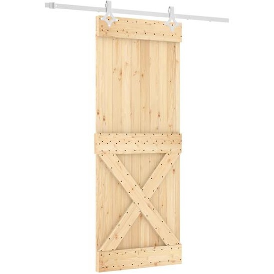 vidaXL Porte coulissante avec ferrure 80x210 cm Pin massif