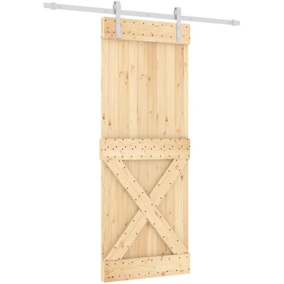 vidaXL Porte coulissante avec ferrure 80x210 cm Pin massif