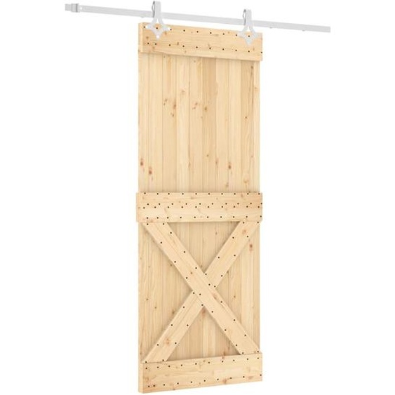 vidaXL Porte coulissante avec ferrure 80x210 cm Pin massif