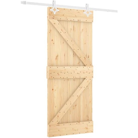 vidaXL Porte coulissante avec ferrure 80x210 cm Pin massif