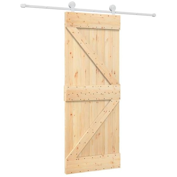 vidaXL Porte coulissante avec ferrure 80x210 cm Pin massif