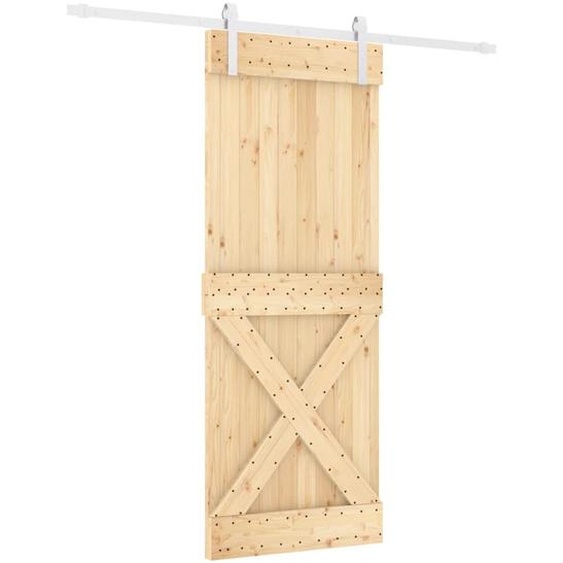 vidaXL Porte coulissante avec ferrure 80x210 cm Pin massif