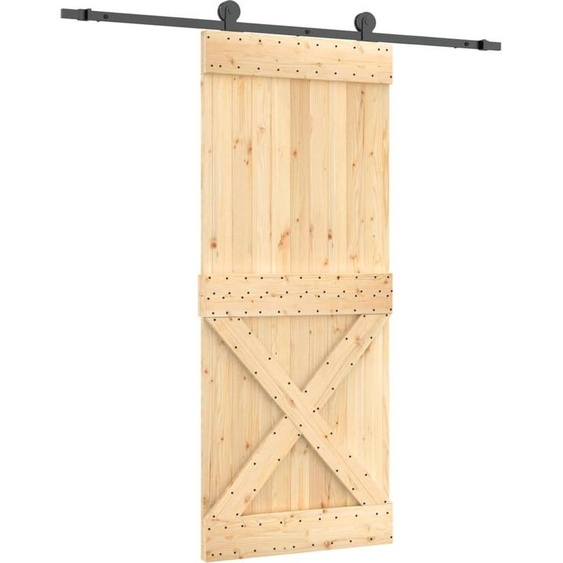 vidaXL Porte coulissante avec ferrure 85x210 cm Pin massif