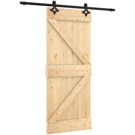 vidaXL Porte coulissante avec ferrure 85x210 cm Pin massif