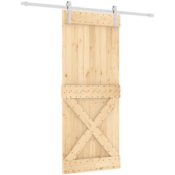 vidaXL Porte coulissante avec ferrure 85x210 cm Pin massif
