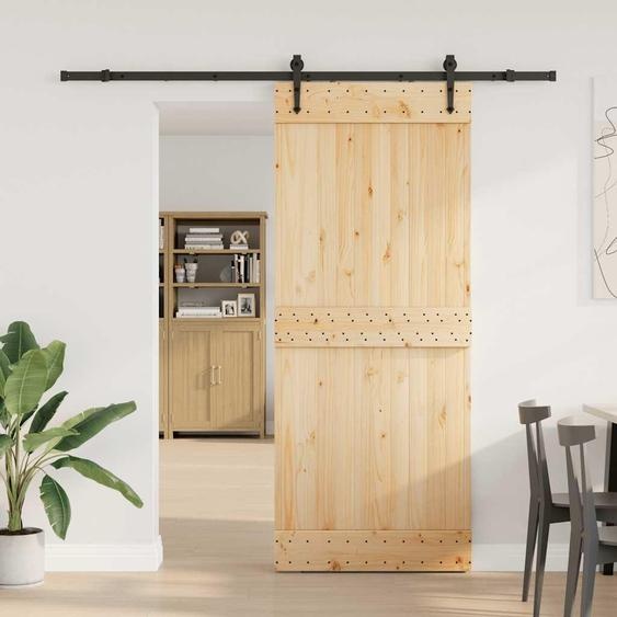 vidaXL Porte coulissante avec ferrure 85x210 cm Pin massif