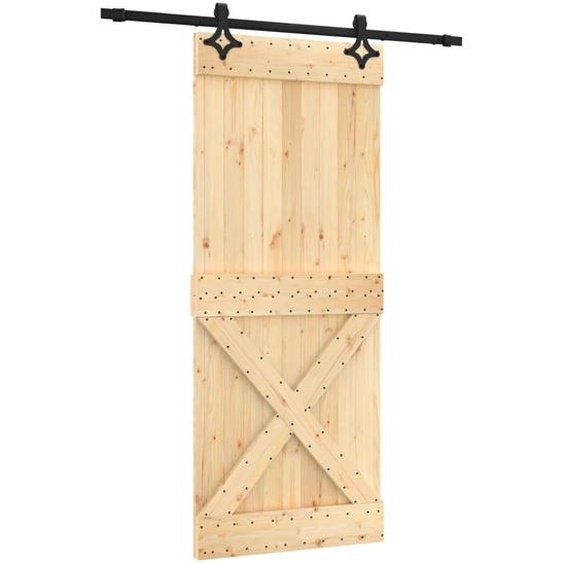 vidaXL Porte coulissante avec ferrure 85x210 cm Pin massif