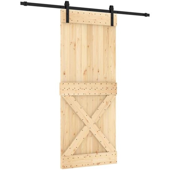 vidaXL Porte coulissante avec ferrure 85x210 cm Pin massif