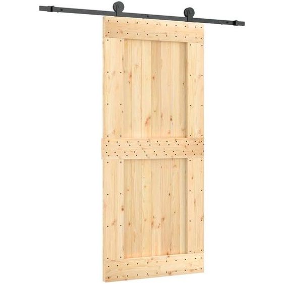 vidaXL Porte coulissante avec ferrure 90x210 cm Pin massif
