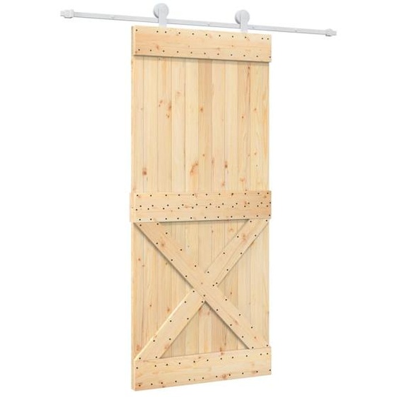 vidaXL Porte coulissante avec ferrure 90x210 cm Pin massif