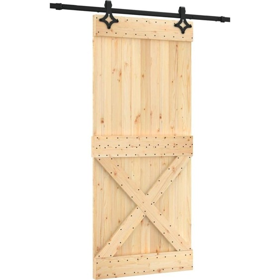 vidaXL Porte coulissante avec ferrure 90x210 cm Pin massif
