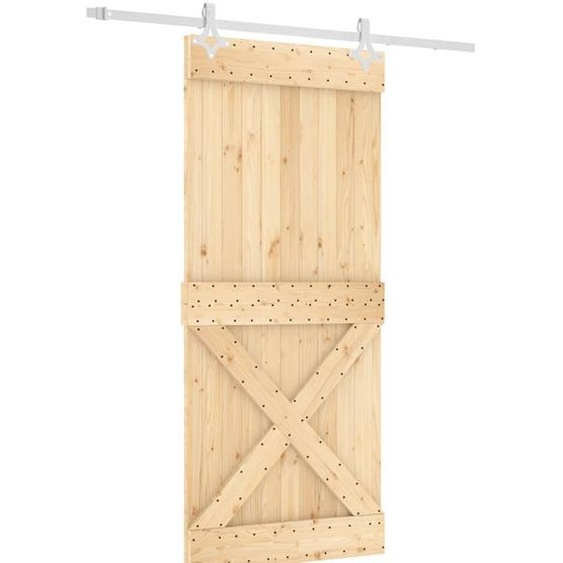 vidaXL Porte coulissante avec ferrure 90x210 cm Pin massif
