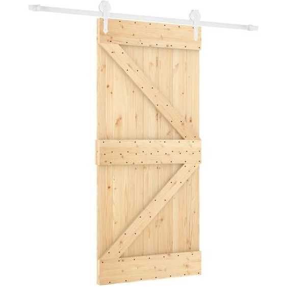 vidaXL Porte coulissante avec ferrure 90x210 cm Pin massif