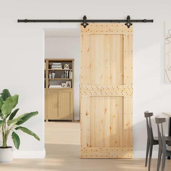 vidaXL Porte coulissante avec ferrure 90x210 cm Pin massif